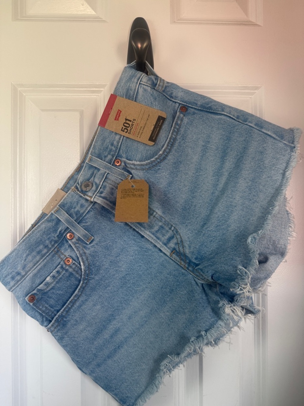 Levi's light blue denim cutoff shorts